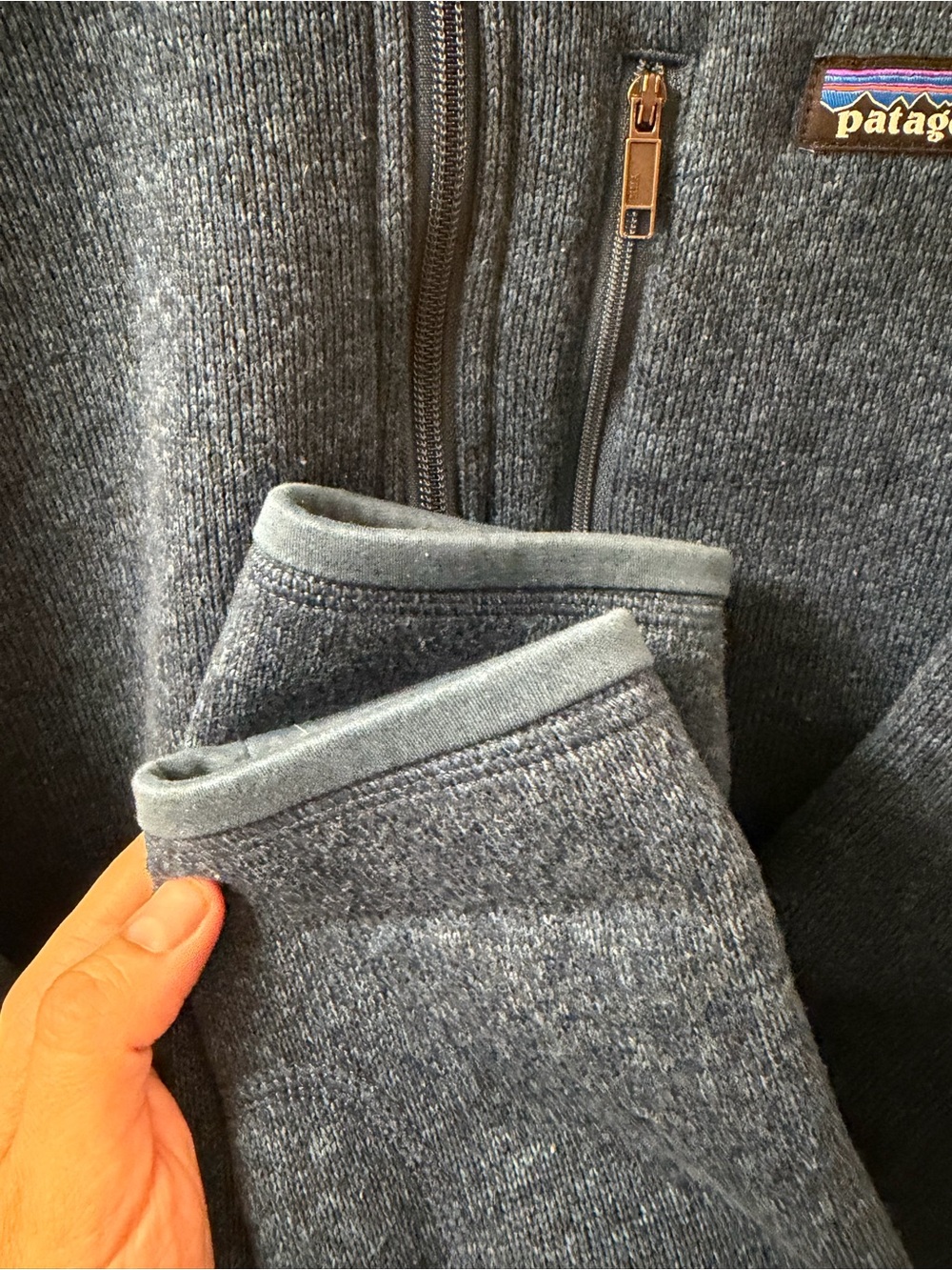 Patagonia Men's Heathered Blue Quarter-Zip Fleece Pullover - Picture 3 of 5